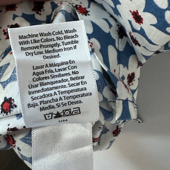 Free Assembly White Flower Print Large Men's Short Sleeve Shirt 100% Cotton - Picture 5 of 10